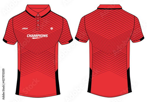 Sports polo collar t-shirt jersey design vector template, Cricket jersey concept with front and back view for Soccer, Football, Tennis and badminton uniform