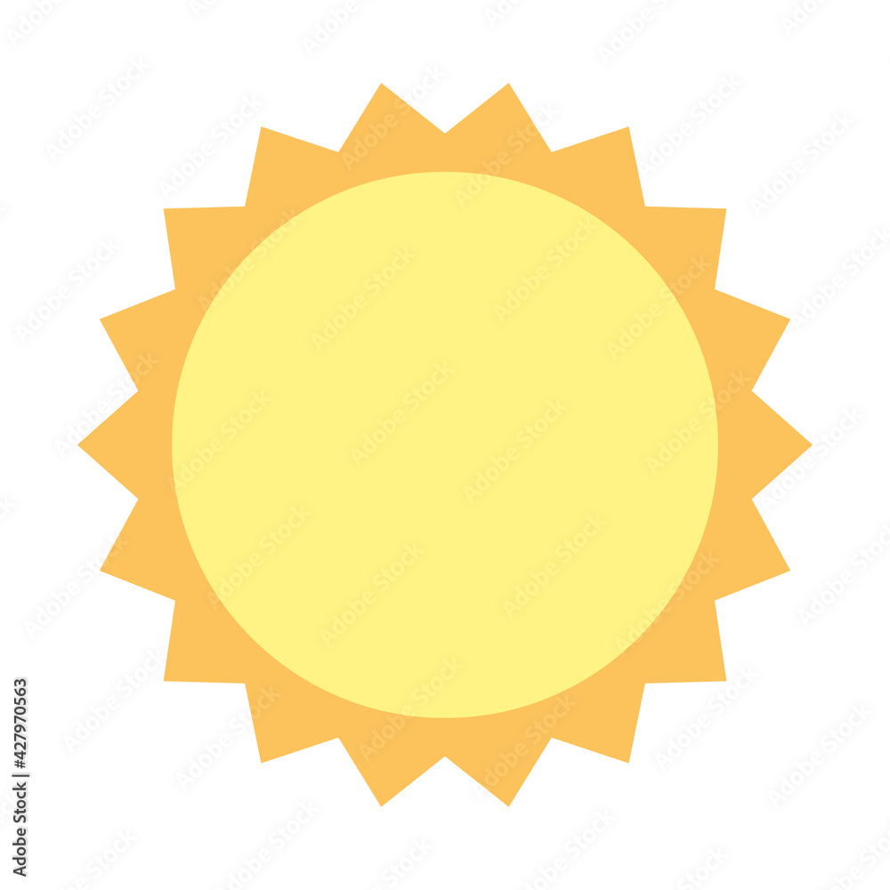 The sun in the style of flat. Isolated on a white background. Vector illustration The sun in the style of flat. Isolated on a white background. Vector illustration