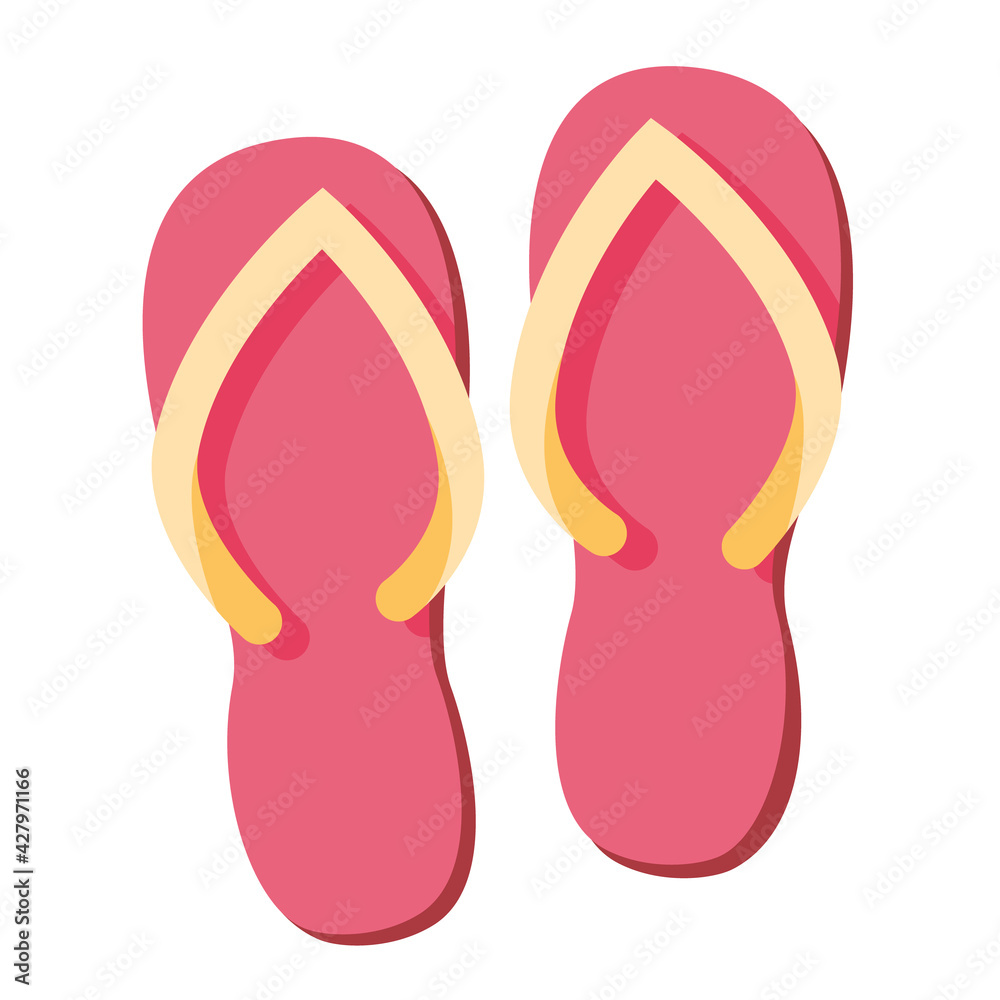 Red beach flip-flops. Isolated on a white background. Vector illustration Red beach flip-flops. Isolated on a white background. Vector illustration