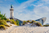 lighthouse in Warnemuende Rostock. Germany baltic sea vacation.