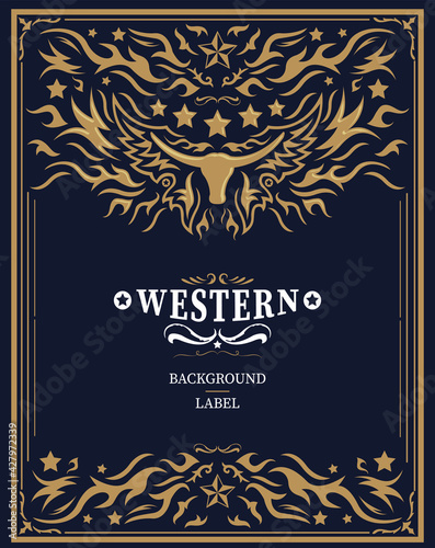 Western Style Label design, Rodeo post elements. 