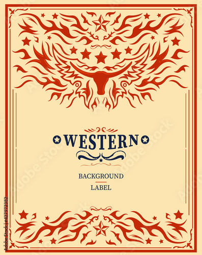 Western Style Label design, Rodeo post elements. 