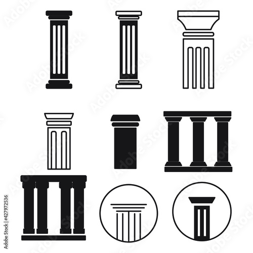 Pillar icons set. Pillar pack symbol vector elements for infographic web.