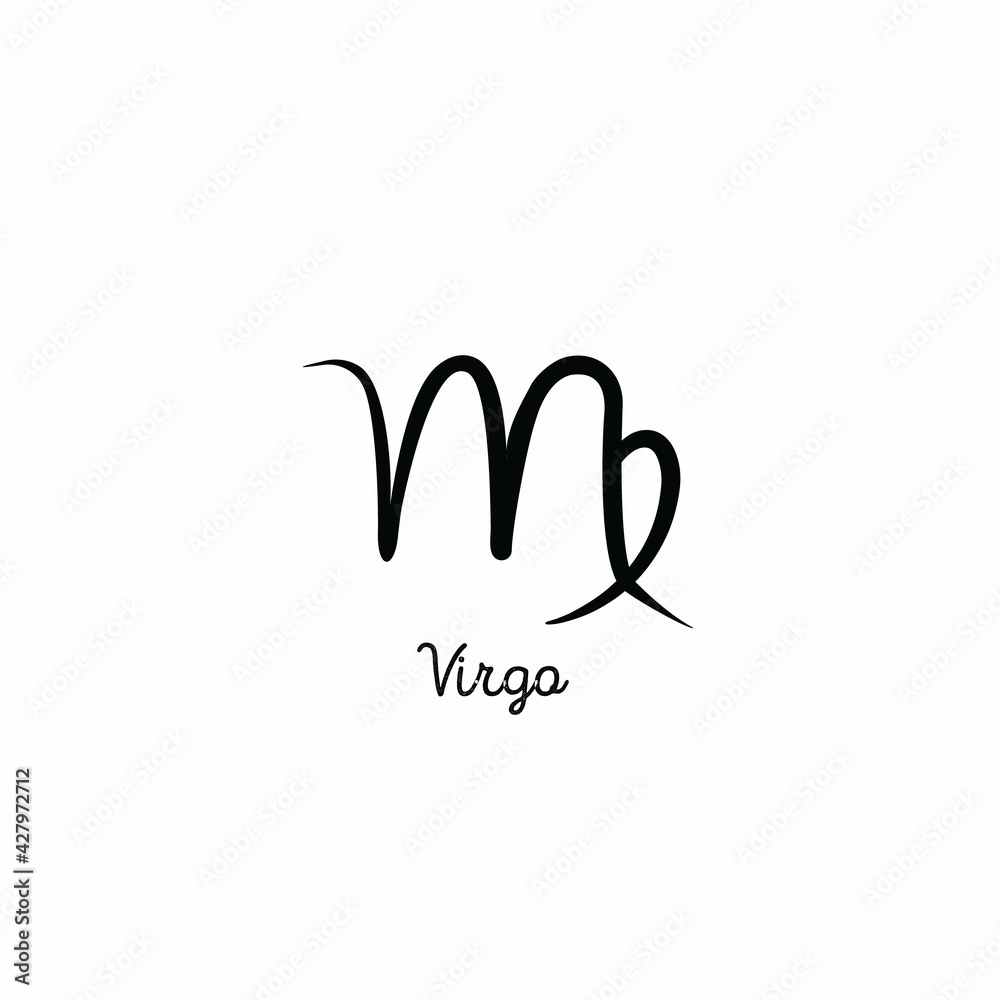 Hand drawn virgo zodiac illustration. Simple line hand virgo zodiac icon. Virgo zodiac vector symbol. Hand drawing virgo zodiac sign
