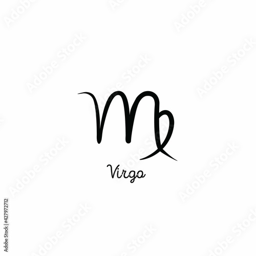 Hand drawn virgo zodiac illustration. Simple line hand virgo zodiac icon. Virgo zodiac vector symbol. Hand drawing virgo zodiac sign
