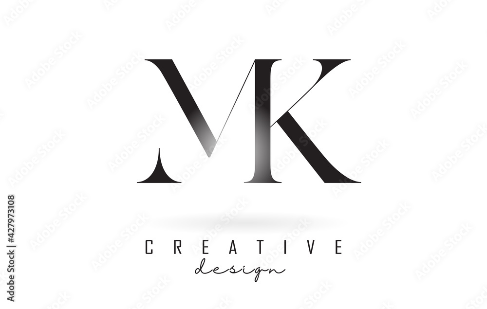 MK m k letter design logo logotype concept with serif font and elegant ...