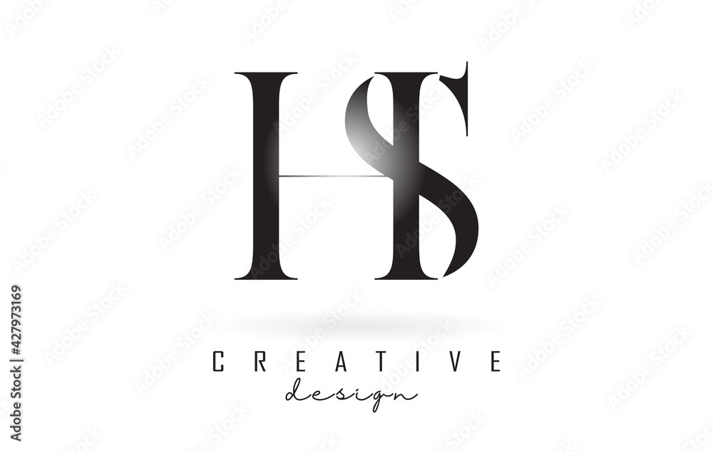 HS h s letter design logo logotype concept with serif font and elegant ...