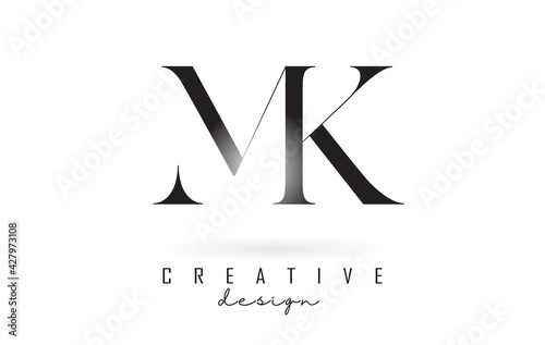 MK m k letter design logo logotype concept with serif font and elegant style vector illustration.