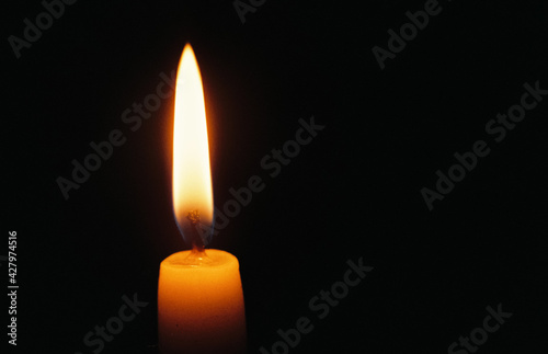 Candle flame on a black background