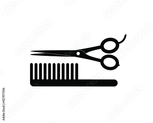 Flat icon scissors and combs isolated on white background. Beauty saloon.