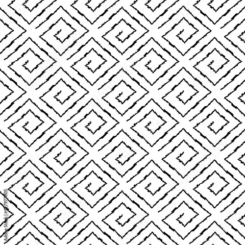 Seamless pattern with geometric elements in tribal style. Prehistoric drawings. Outline.