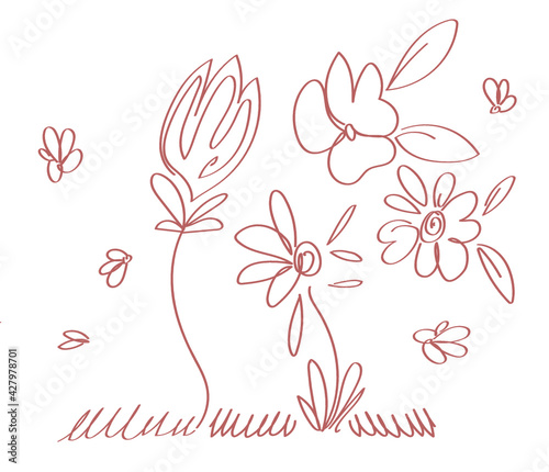 **Bundle**    Bundle of 8 scribble spring flowers and grass vector images, all done in illustrator. 