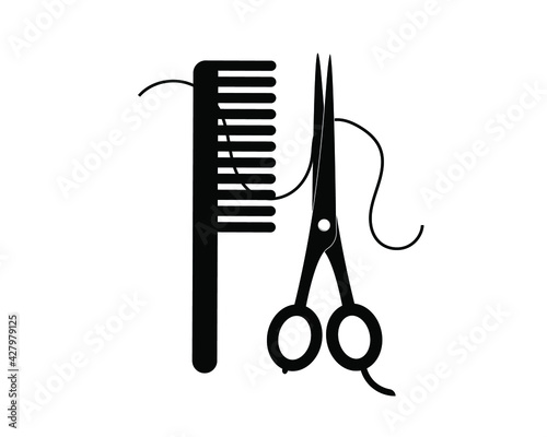 Flat icon scissors and combs isolated on white background. Beauty saloon.
