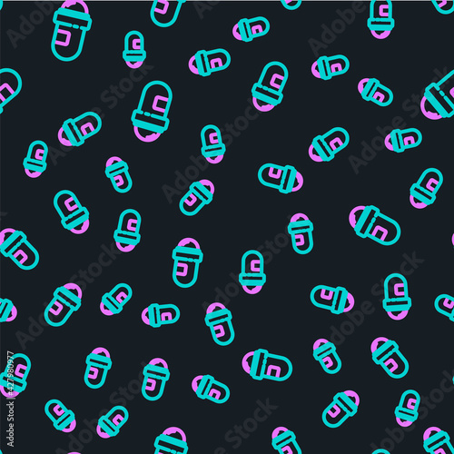 Line Antiperspirant deodorant roll icon isolated seamless pattern on black background. Cosmetic for body hygiene. Vector Illustration