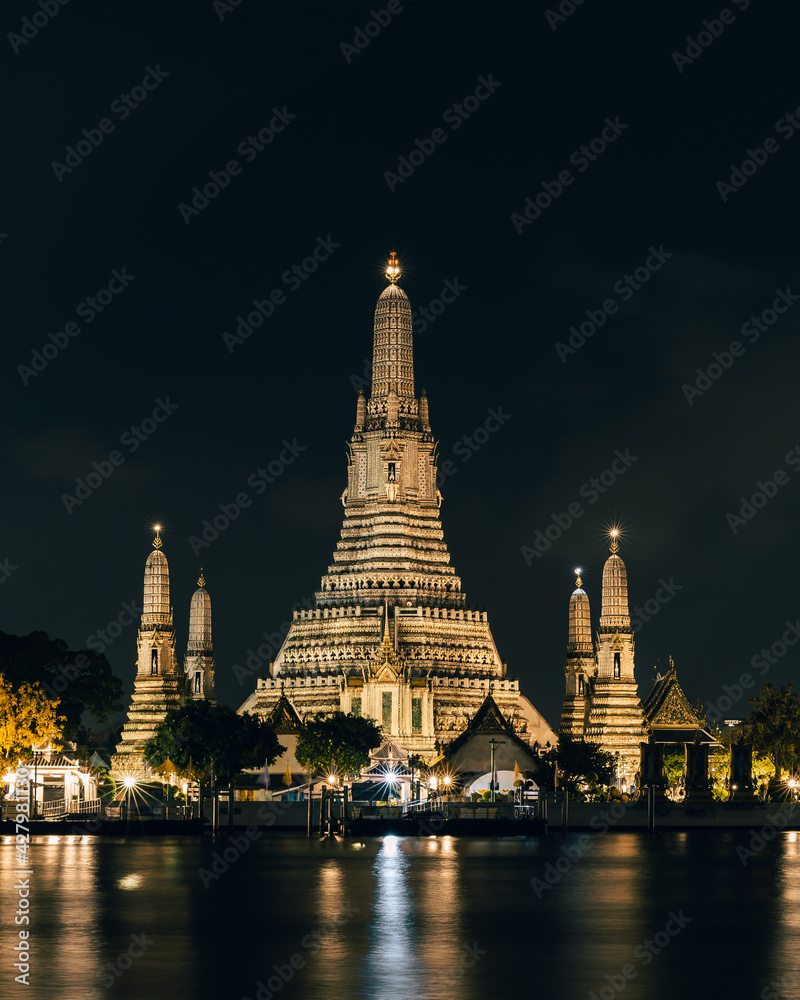 Landmark Temple near Chao Phraya River in Bangkok Thailand