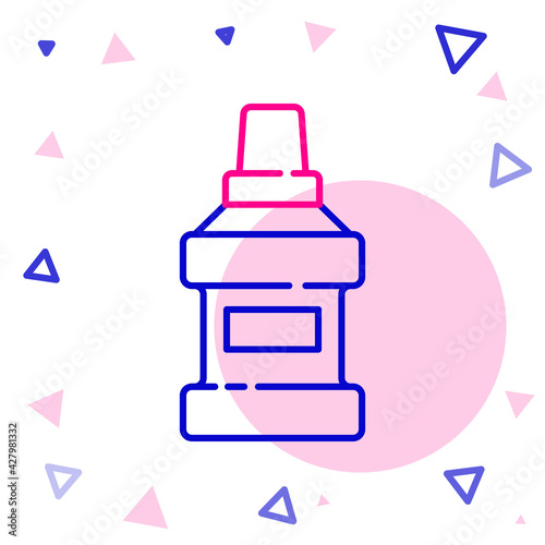 Line Mouthwash plastic bottle icon isolated on white background. Liquid for rinsing mouth. Oralcare equipment. Colorful outline concept. Vector