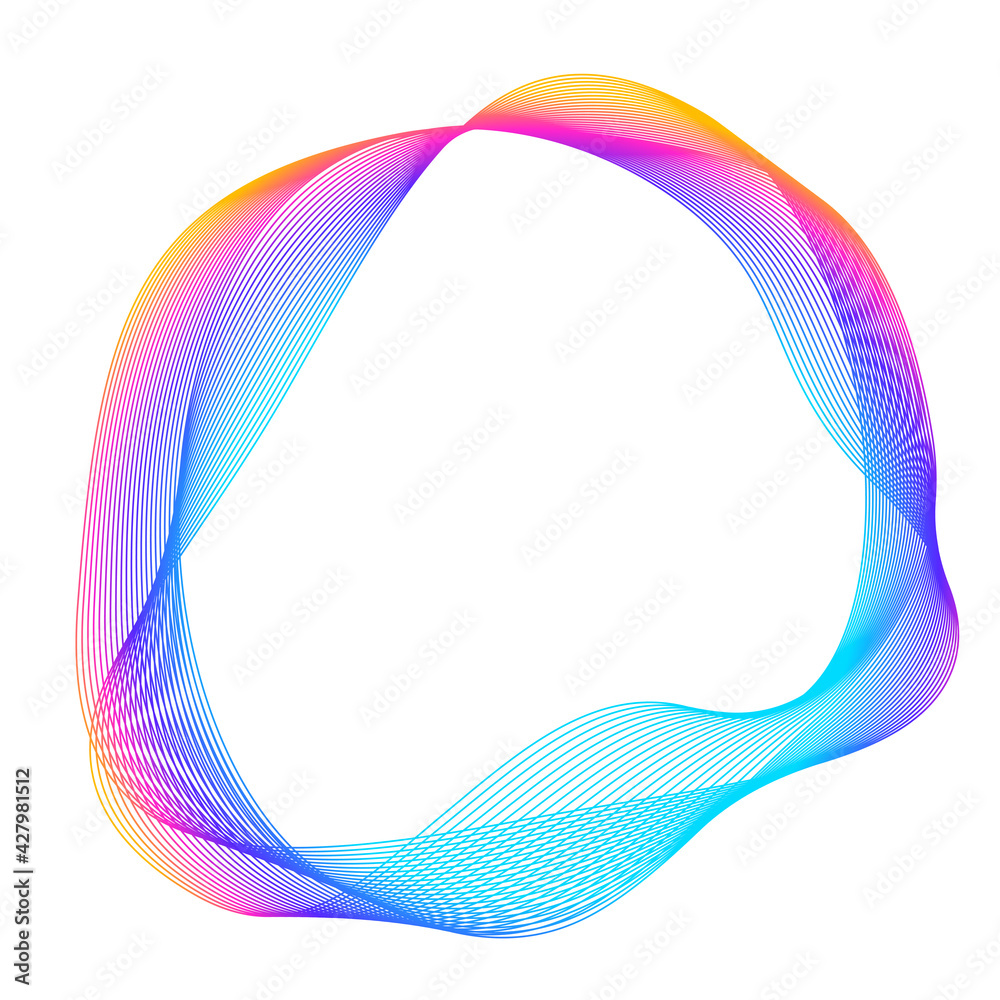 Design elements. Wave of many purple lines circle ring. Abstract vertical wavy stripes on white background isolated. Vector illustration EPS 10. Colourful waves with lines created using Blend Tool Design elements. Wave of many purple lines circle ring. Abstract vertical wavy stripes on white background isolated. Vector illustration EPS 10. Colourful waves with lines created using Blend Tool