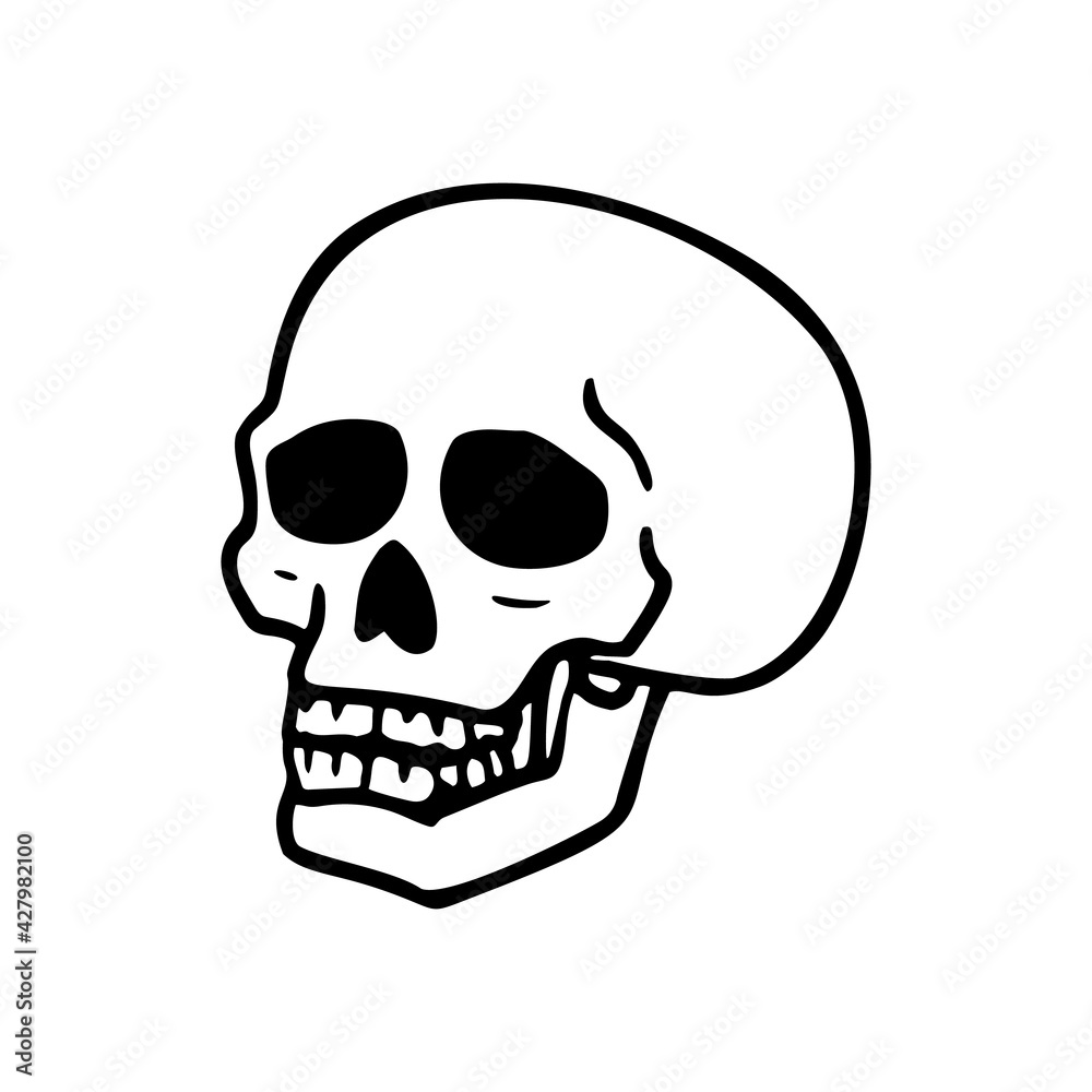 Punk rock collection. Human skull with symbol on a white background. Vector illustration. Punk rock collection. Human skull with symbol on a white background. Vector illustration.
