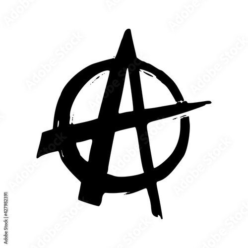 Punk rock collection. Anarchy monochrome symbol in hand-drawn style on white background. Vector illustration.