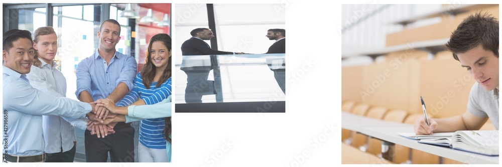 Business colleagues interacting with each other Business colleagues interacting with each other