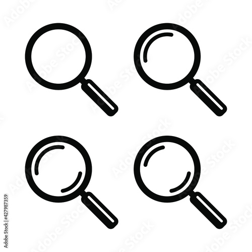 Search icon. Magnifying glass icon, vector magnifier or loupe sign.