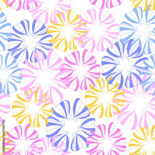 Seamless pattern with abstract colorful flower,simple floral illustration,spring and summer print for wallpaper and textile,banner,cover and interior design,fabric,greeting card,white background