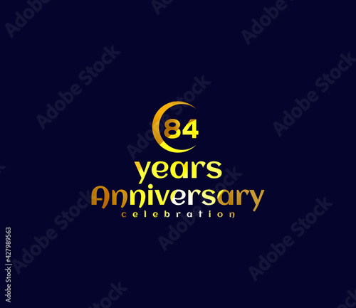 Fototapeta Naklejka Na Ścianę i Meble -  84 Year Anniversary, Festival on a holiday occasion, Gold Colors Design, Banners, Posters, Card Material, for