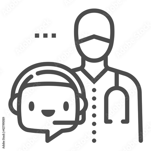 Chat bot, hospital square line vector icon.
