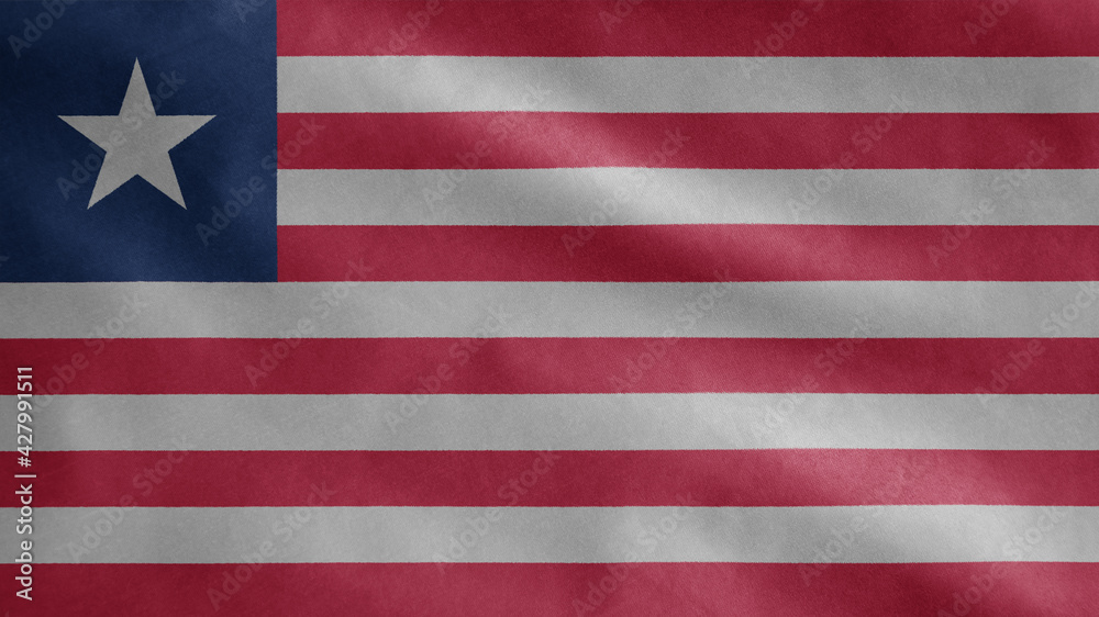 Liberian flag waving in the wind. Liberia banner blowing soft silk. Liberian flag waving in the wind. Liberia banner blowing soft silk.