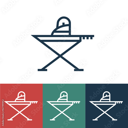 Linear vector icon with ironing board