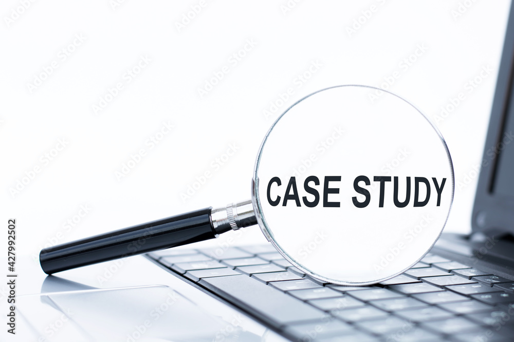 CASE STUDY text on a magnifying glass that rests on a black laptop keyboard CASE STUDY text on a magnifying glass that rests on a black laptop keyboard