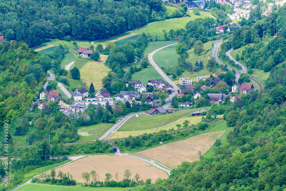 Zurich suburbs, swiss villages overlook from Uetliberg
