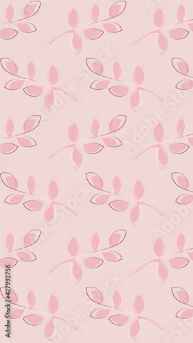seamless pattern with pink leaves