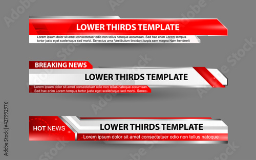 Set collection vector of Broadcast News Lower Thirds Template layout design banner for bar Headline news title, sport game in Television, Video and Media Channel