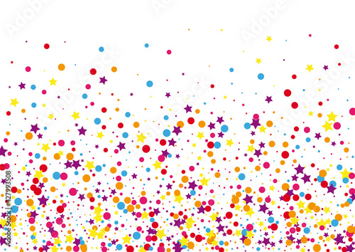 Purple Explosion Dot Illustration. Celebrate Circle Background. Red Confetti Color Decoration. Ribbon Star Background.