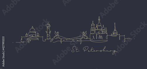 Pen line silhouette st petersburg blue