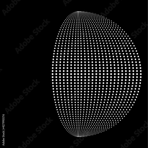Halftone dots in Semi Circle Form .  Vector Illustration .Technology round. Moon Logo . Design element . Abstract Geometric shape . letter c . © miloje