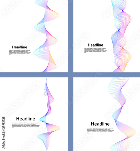 Design elements. Wave of many lines. Abstract vertical wavy stripes on white background isolated. Creative line art. Vector illustration EPS 10. Colourful waves with lines created using Blend Tool