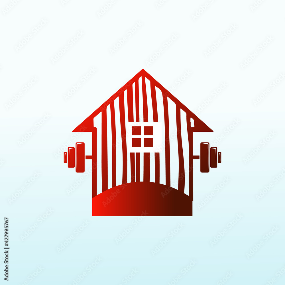 wood buildings Cross Fit gym equipment logo vector design wood buildings Cross Fit gym equipment logo vector design