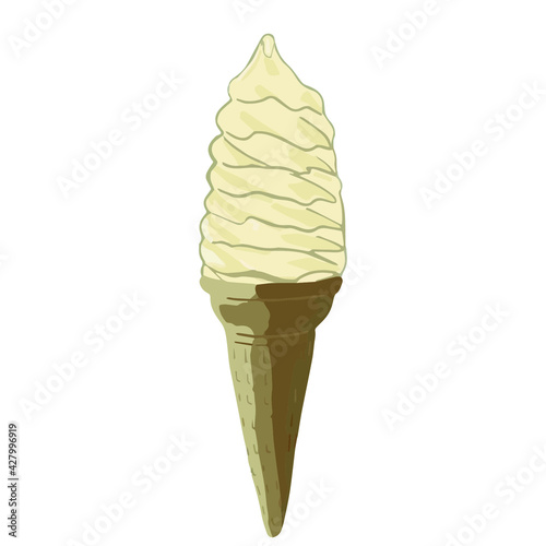 ice cream in a waffle cup.  cone. whipped cream. dessert. Creme brulee. menu design. vector eps 10