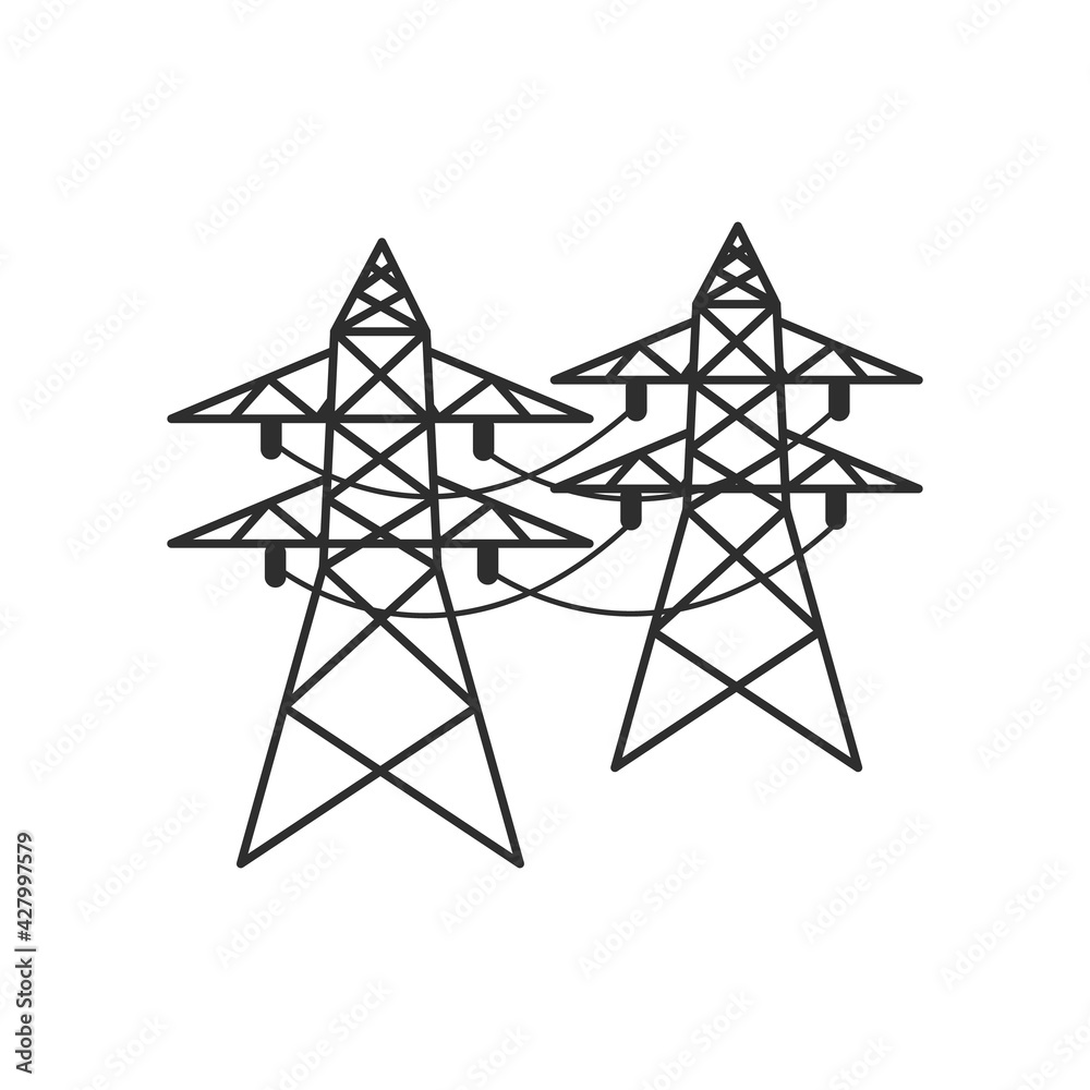 Power lines icon, logo on white background