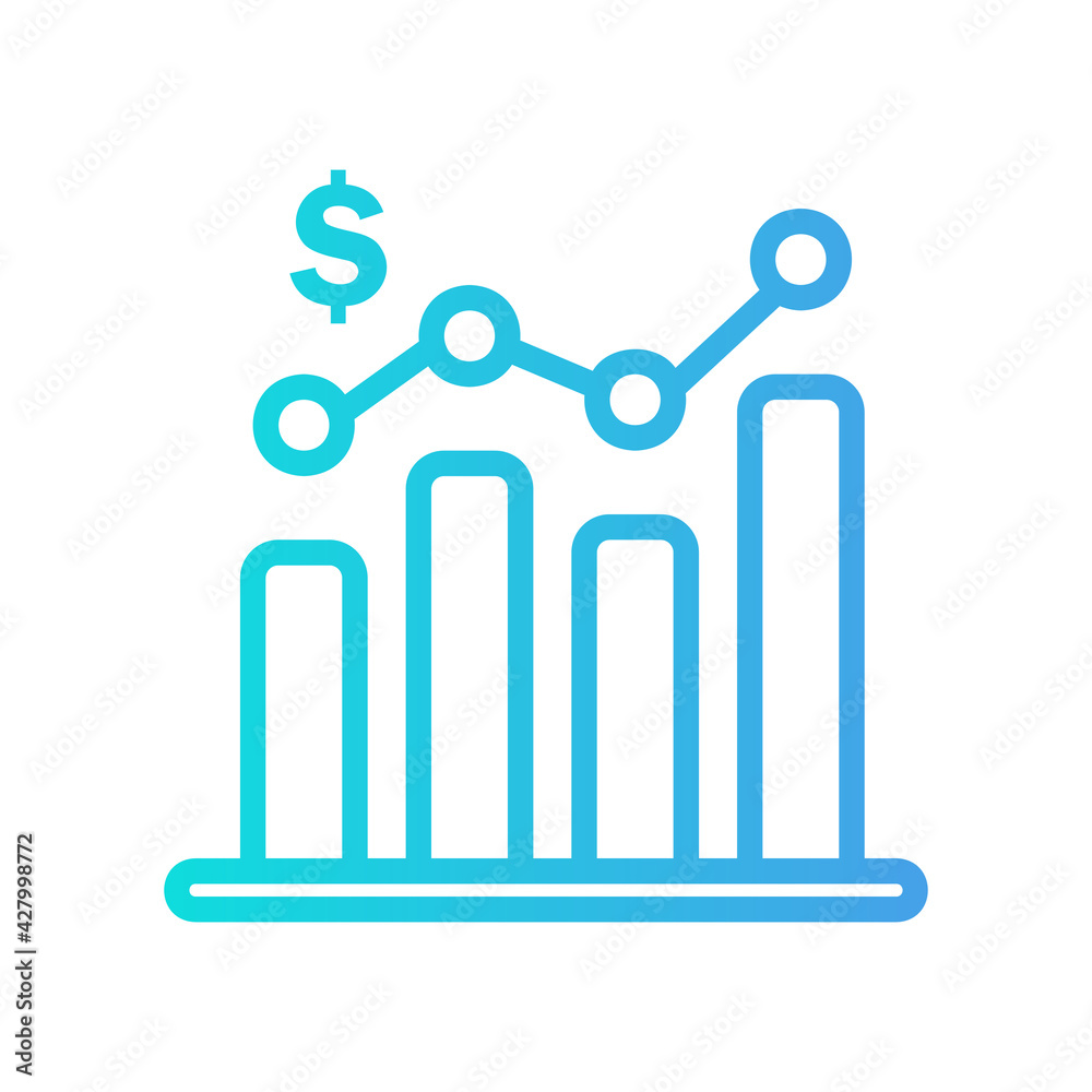 Statistics icon vector illustration in gradient style about marketing and growth for any projects Statistics icon vector illustration in gradient style about marketing and growth for any projects