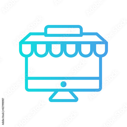 Online shop icon vector illustration in gradient style about marketing and growth for any projects