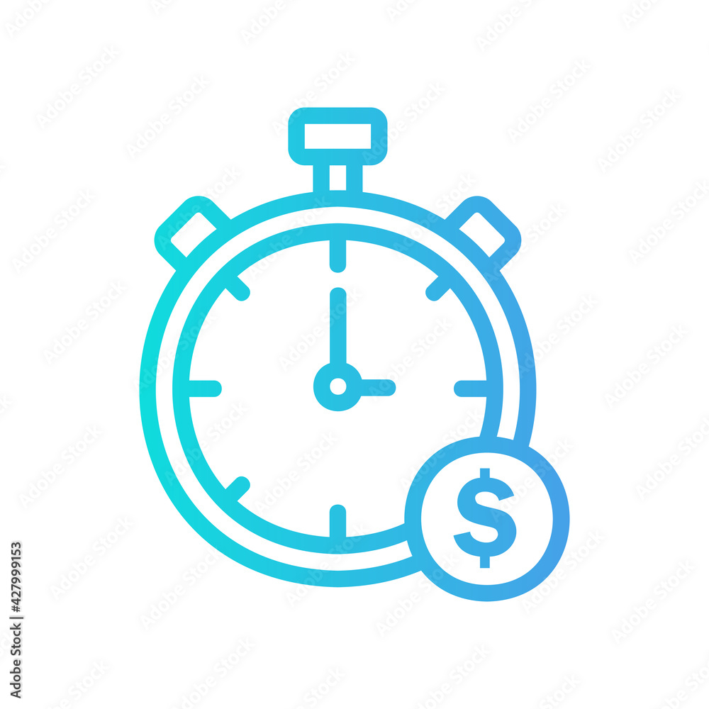 Time is money icon vector illustration in gradient style about marketing and growth for any projects Time is money icon vector illustration in gradient style about marketing and growth for any projects