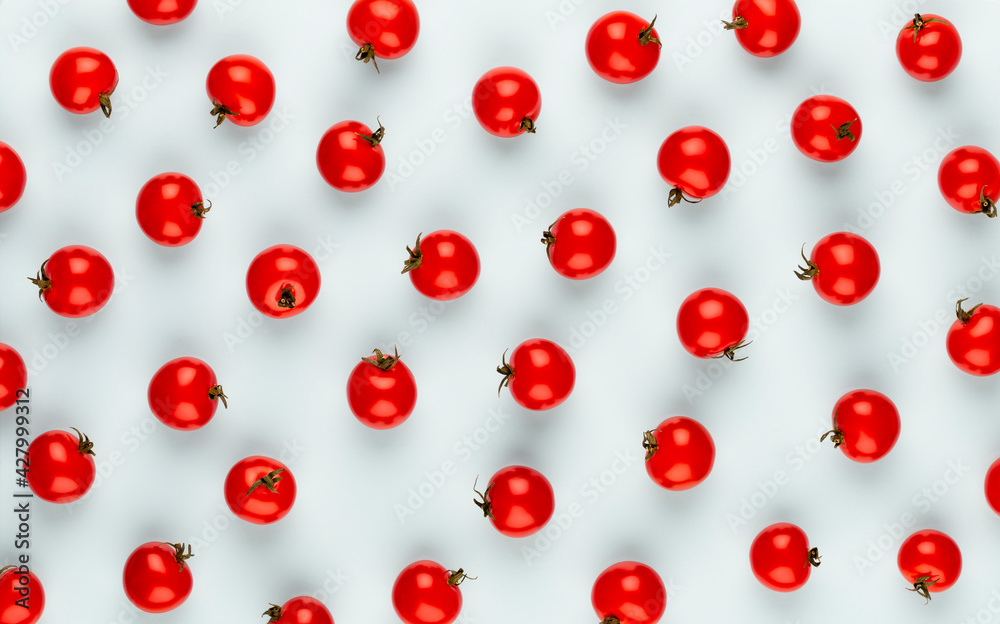 Cherry tomato, Healthy eating and vegetarianism. Color background.