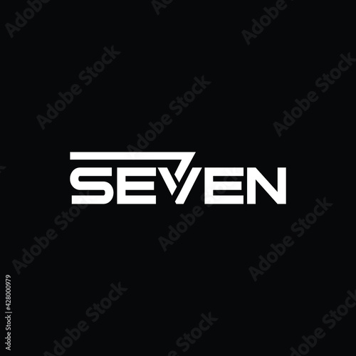 TYPOGRAPHY number logo SEVEN modern design.