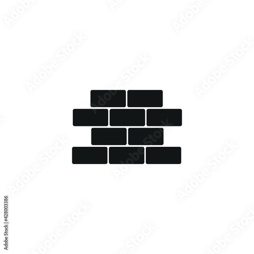 Black simple building up brick wall icon, simple structure pattern flat design infographic pictogram for app logo web button ui ux interface elements, vector isolated on white background