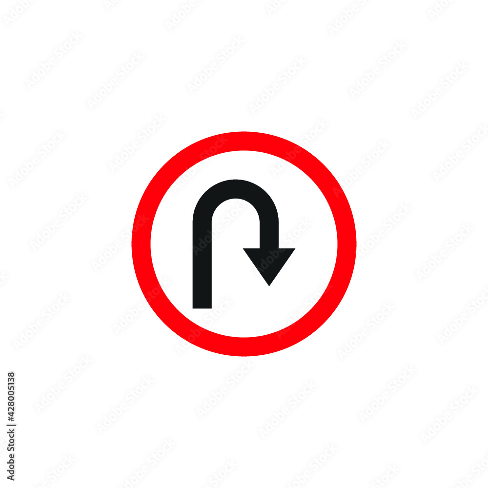 Prohibition Sign U-turn . Vector illustrations Prohibition Sign U-turn . Vector illustrations