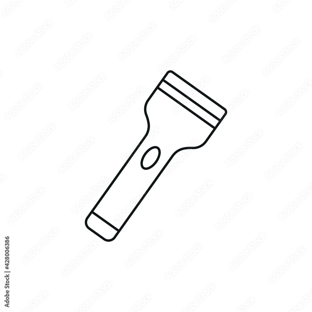 flashlight, torch, pocket torch, electric torch in lines icon