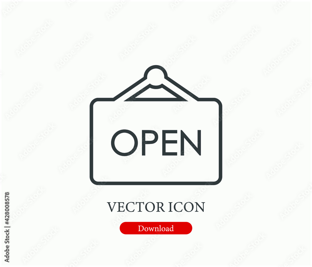 Open vector icon. Editable stroke. Linear style sign for use on web design and mobile apps, logo. Symbol illustration. Pixel vector graphics - Vector Open vector icon. Editable stroke. Linear style sign for use on web design and mobile apps, logo. Symbol illustration. Pixel vector graphics - Vector